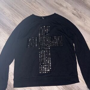 Black Studded Cross Sweatshirt